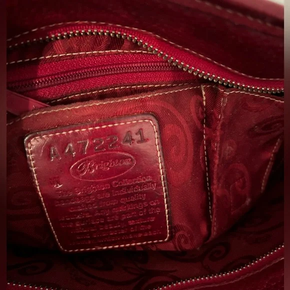 Brighton Vintage Shoulder Bag/Purse -Red Leather w/2 braided handles. Registered - Picture 5 of 9